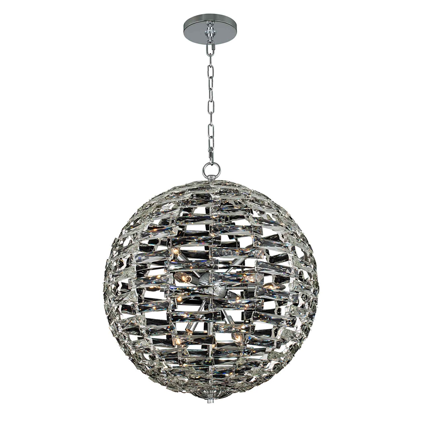 16 light 36 inch chrome orb chandelier