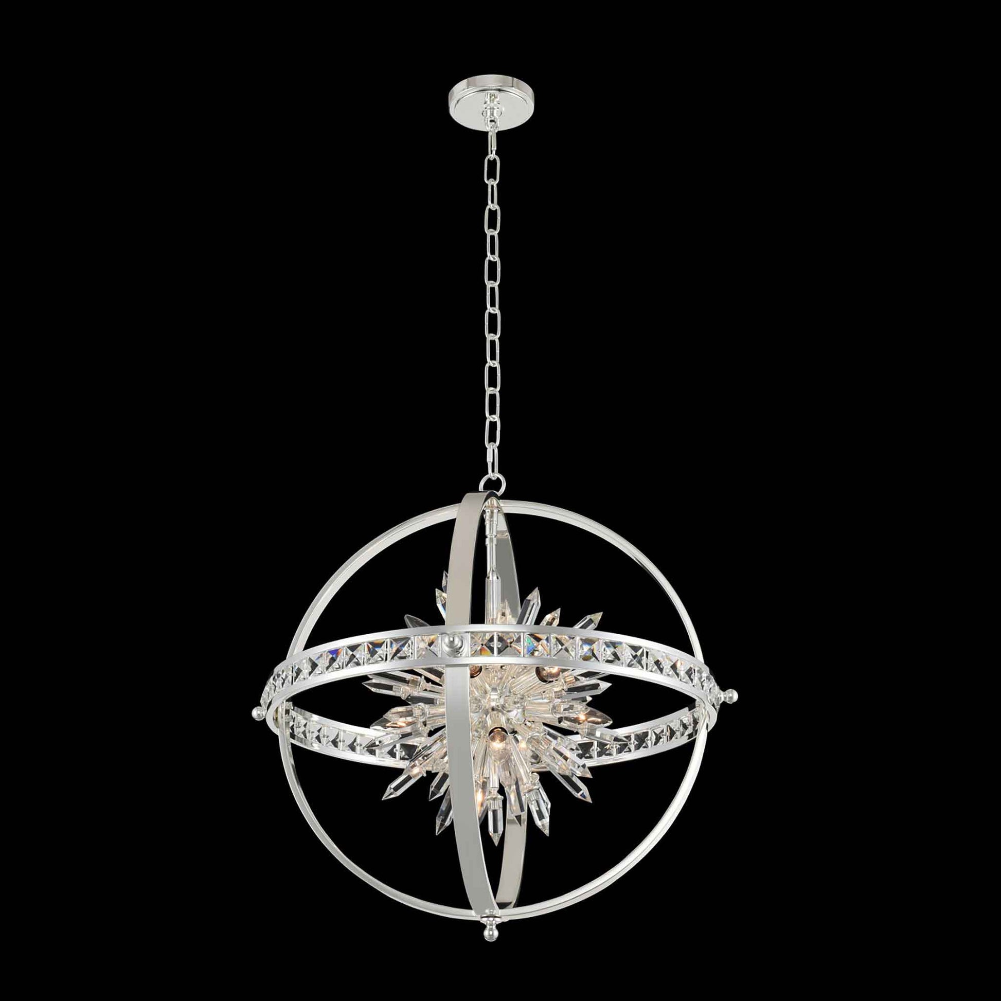 10 light 26 inch polished silver chandelier