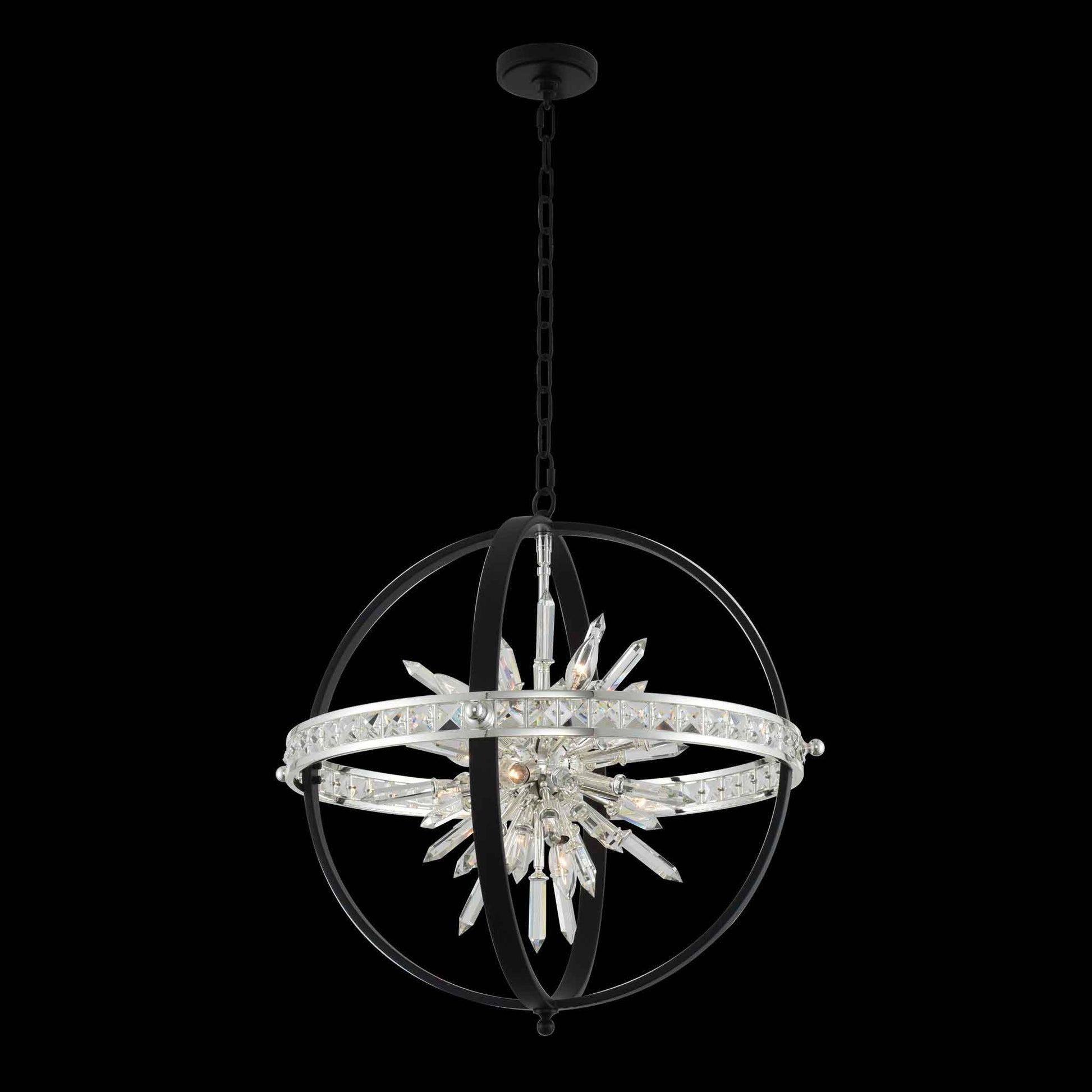 10 light 26 inch black silver chandelier