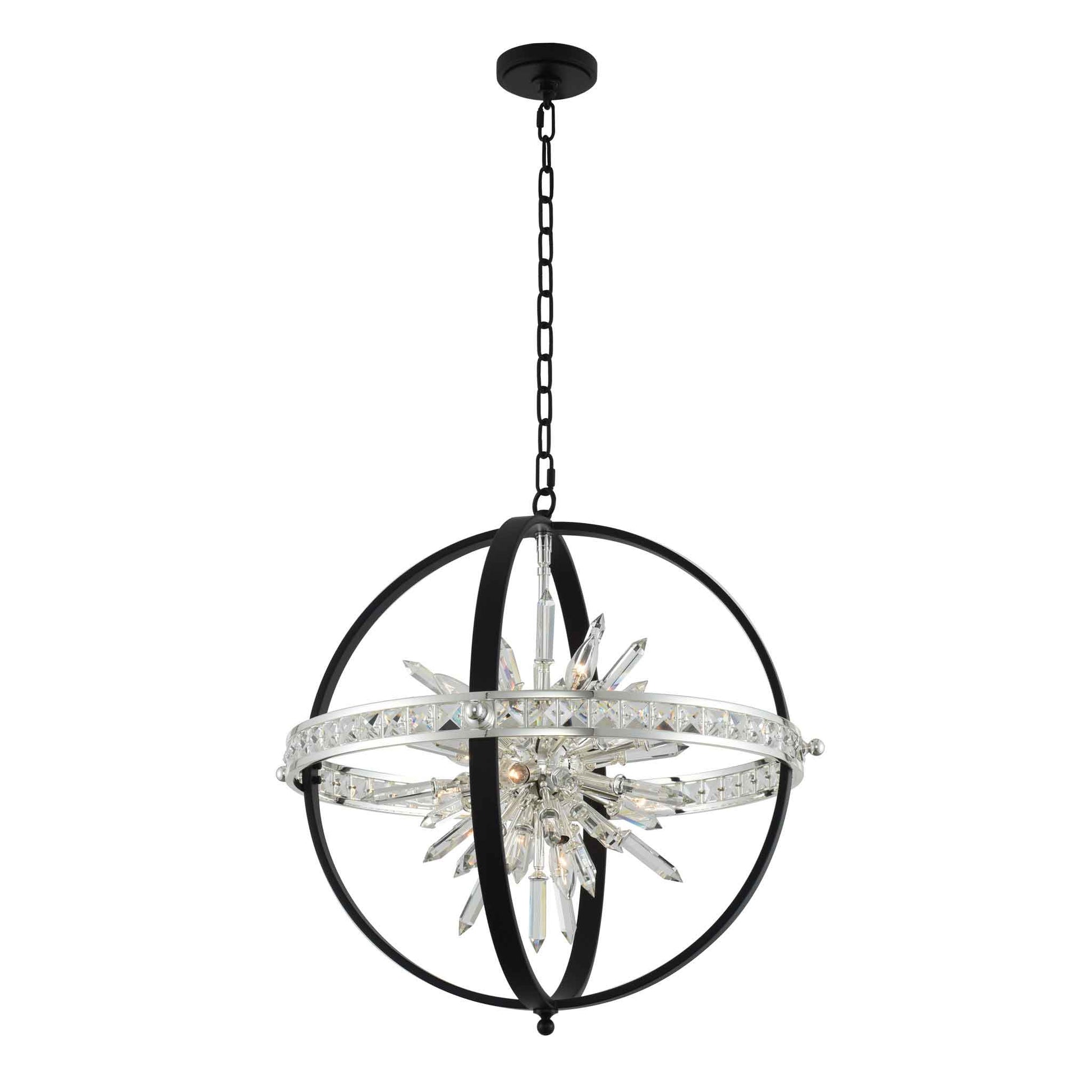 10 light 26 inch black silver chandelier