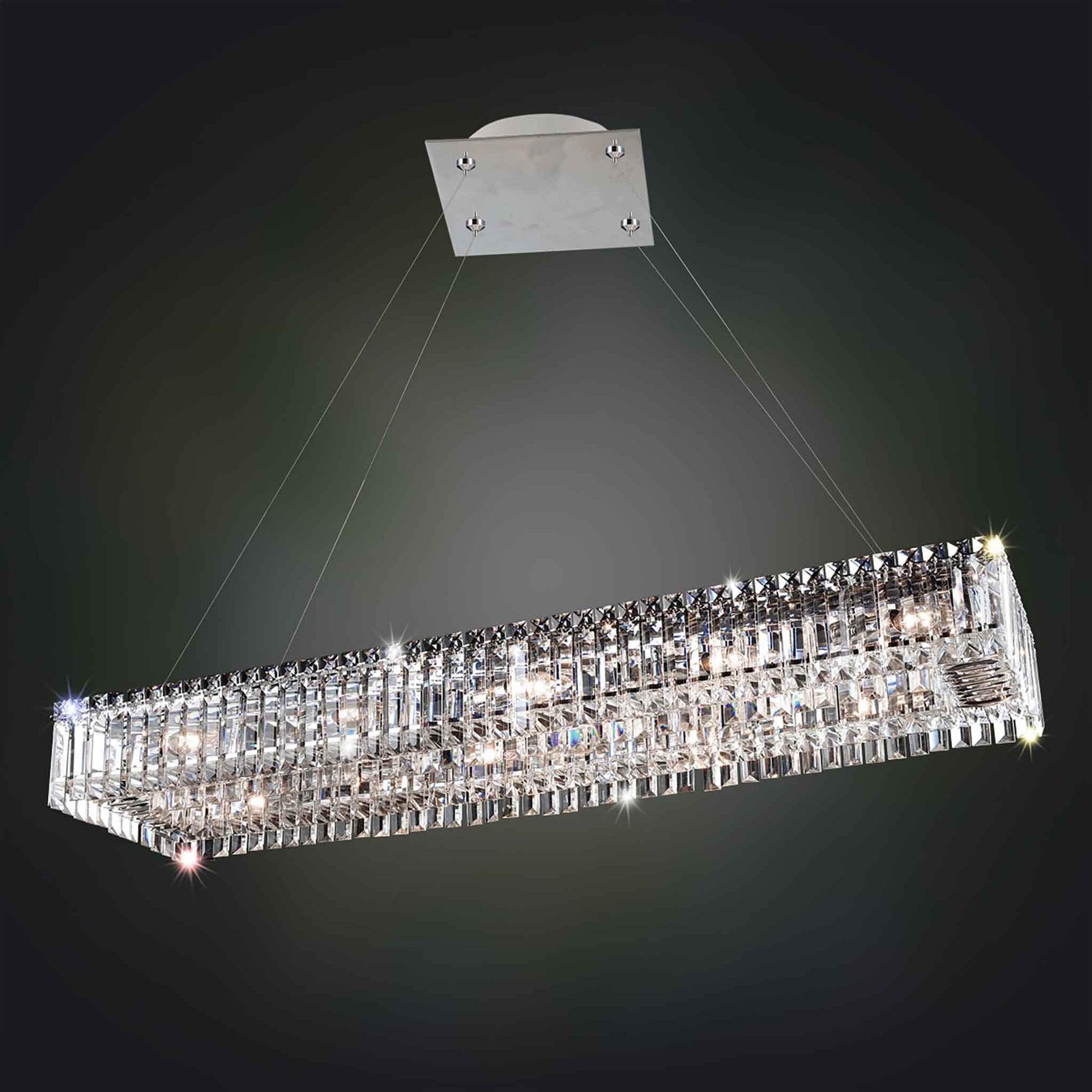 12 light 43 inch chrome rectangular chandelier