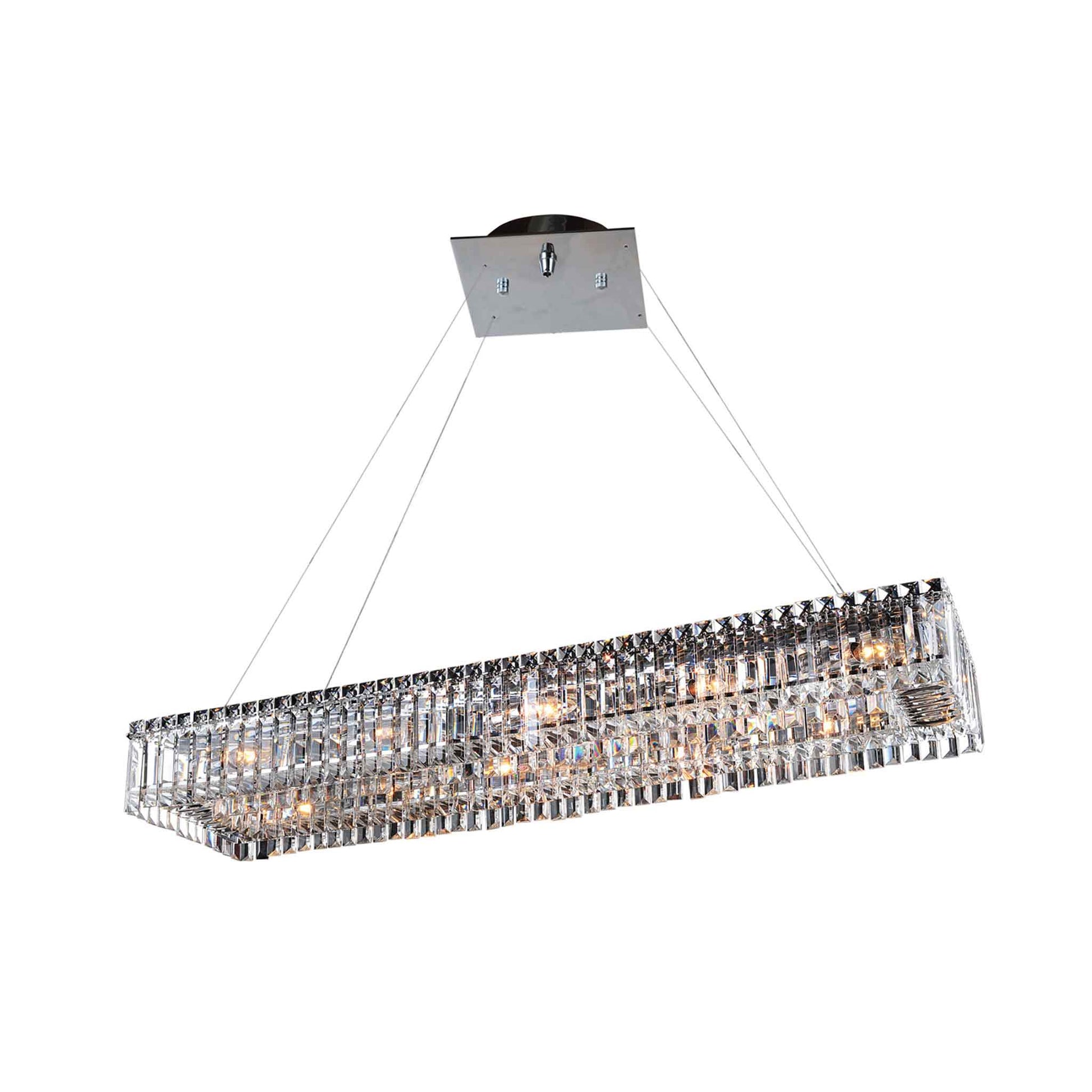 12 light 43 inch chrome rectangular chandelier