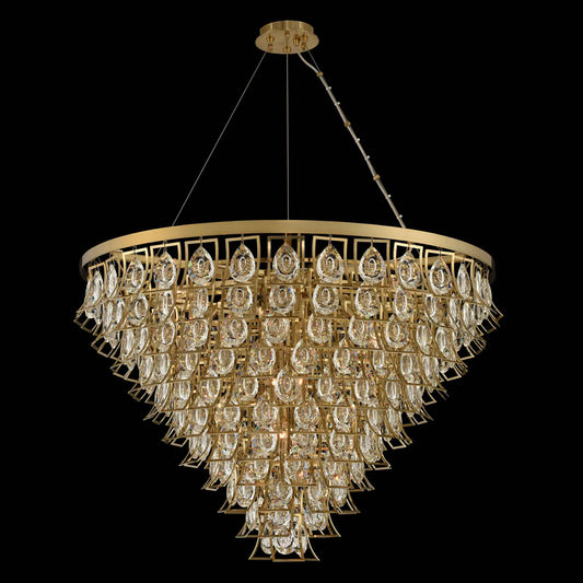 18 light 36 inch brushed brass adjustable chandelier