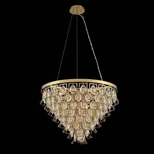 9 light 27 inch brushed brass adjustable chandelier