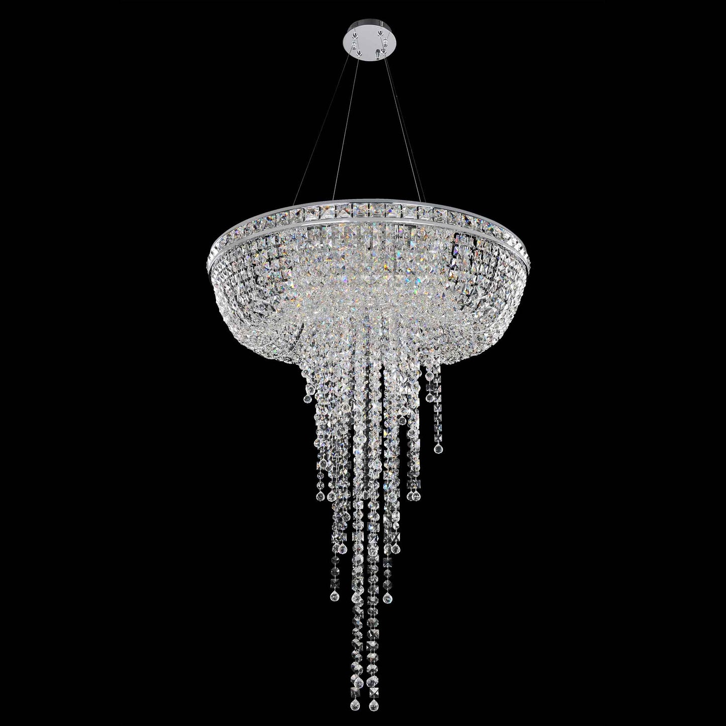 8 light 32 inch chrome convertible pendant - flush mount