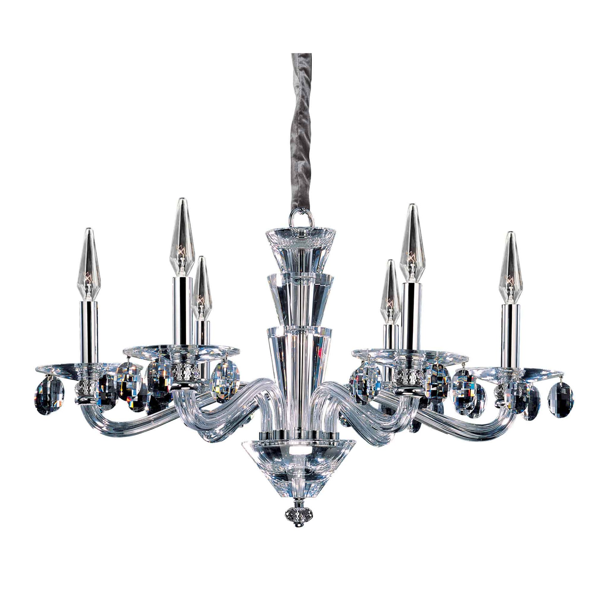 6 light 30 inch chrome chandelier