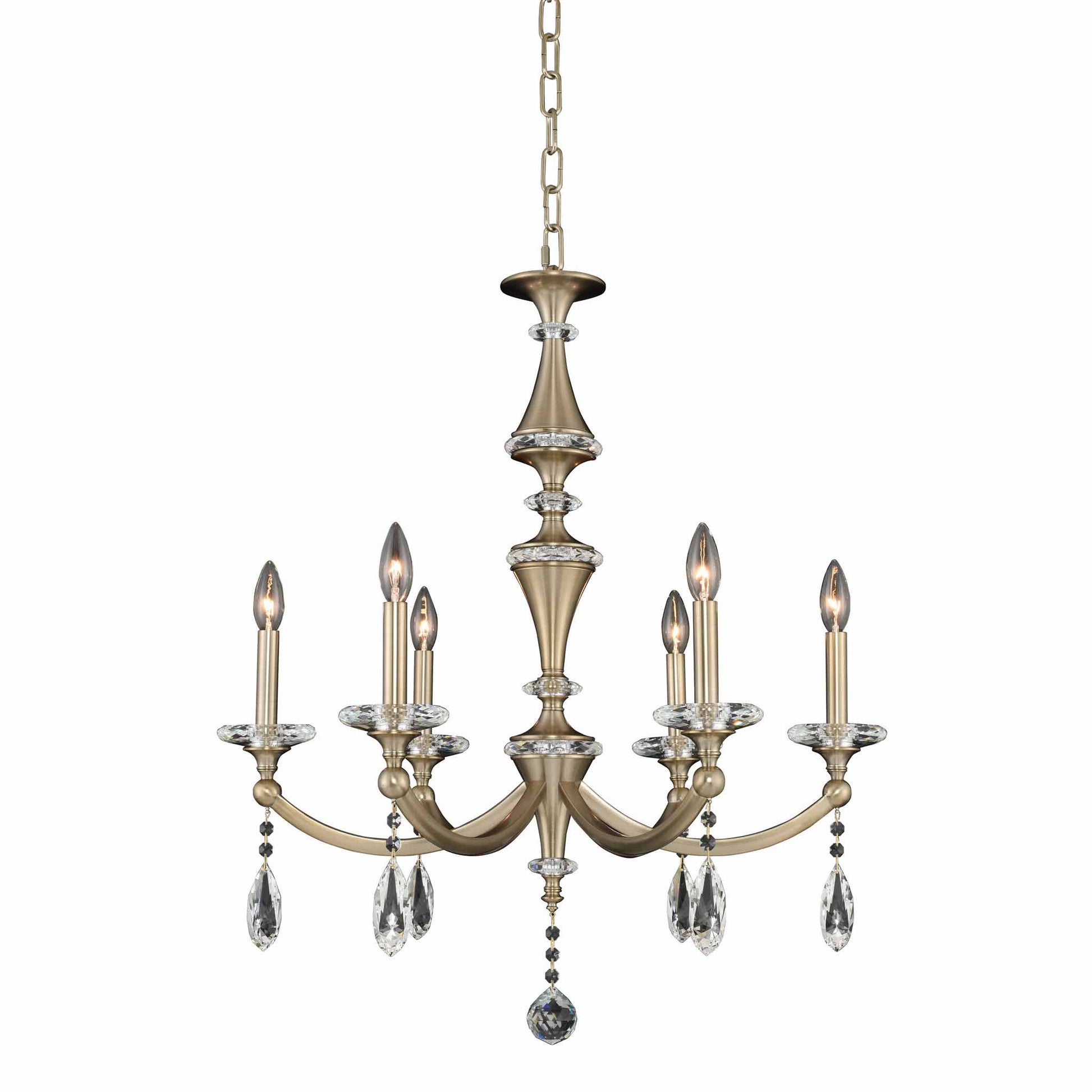 6 light 27 inch gold chandelier