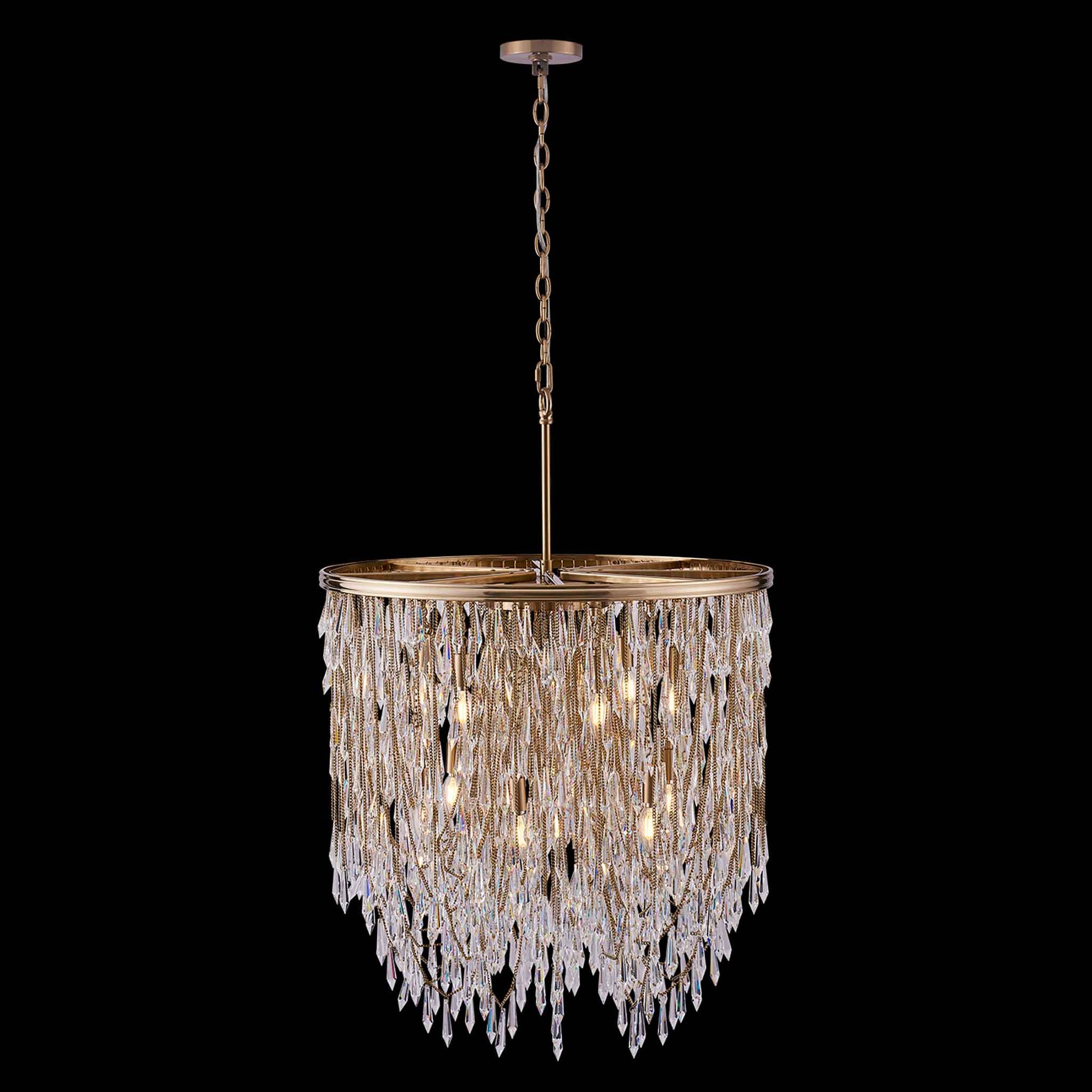 12 light 29 inch gold chandelier