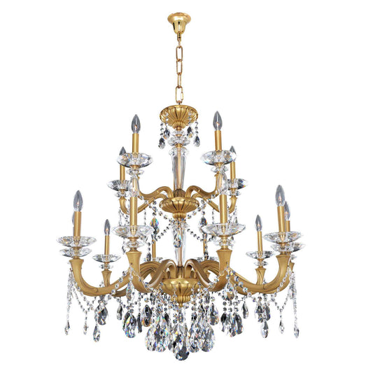 15 light 36 inch historic brass chandelier