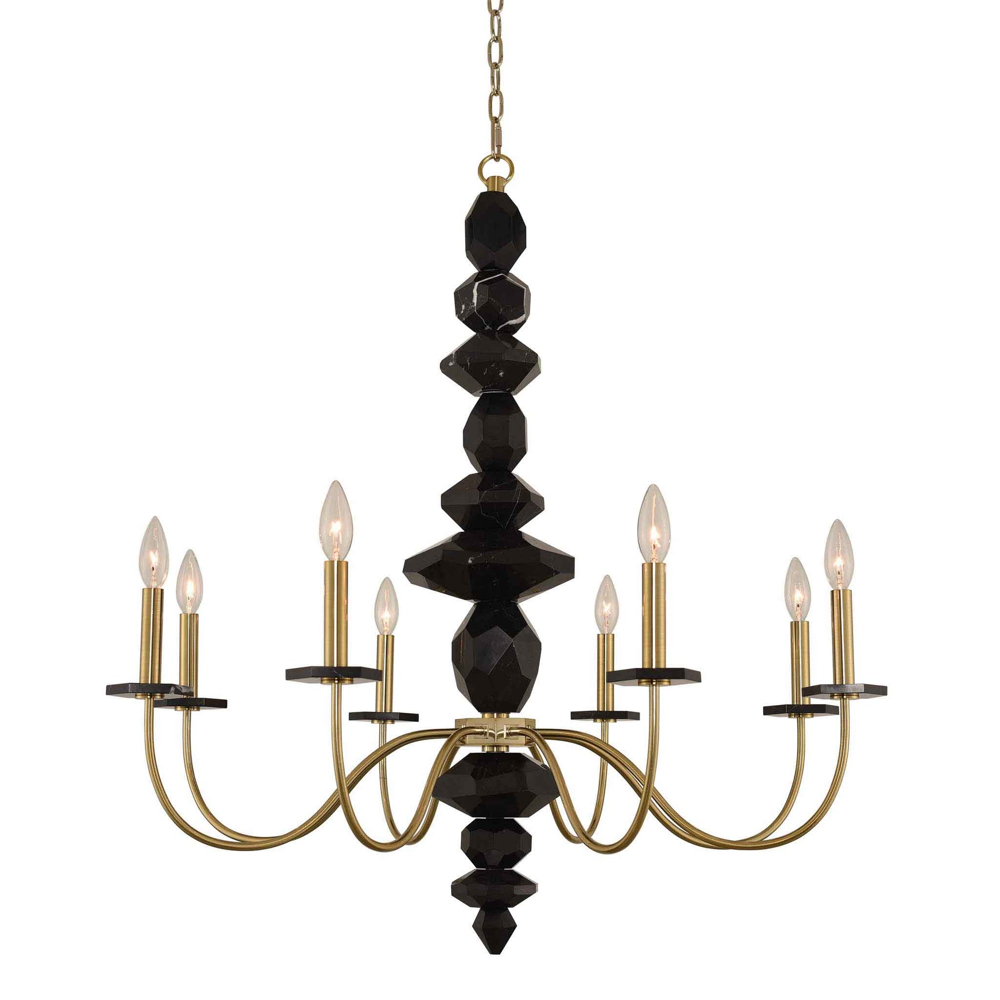 8 light 34 inch brushed brass chandelier