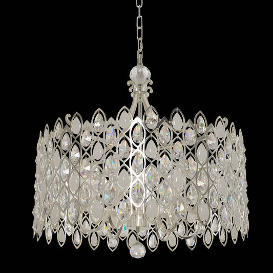 6 light 26 inch silver chandelier