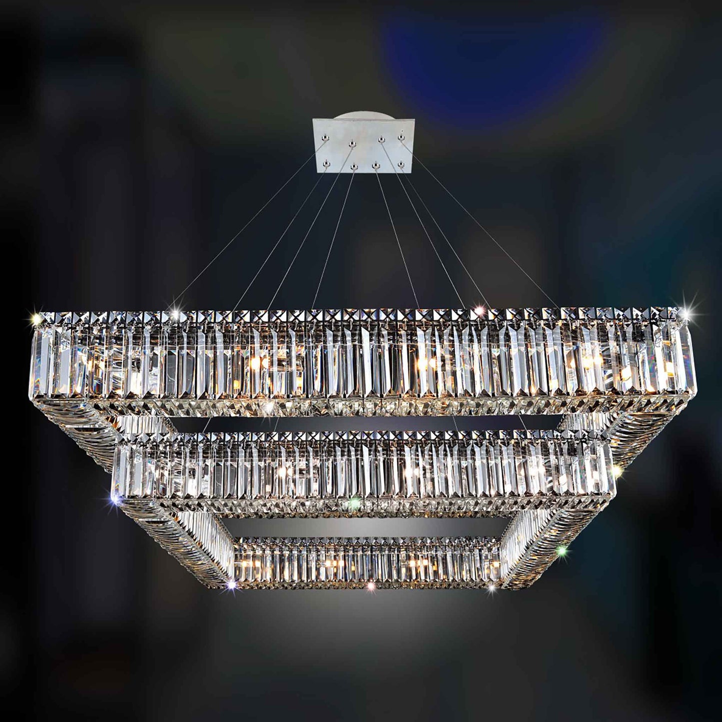 28 light 35 inch 2 tier chrome chandelier