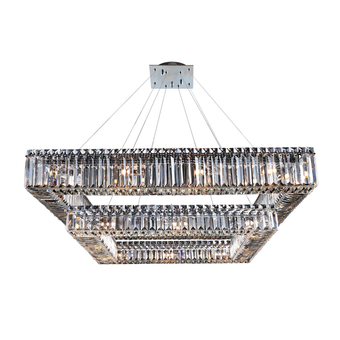 28 light 35 inch 2 tier chrome chandelier