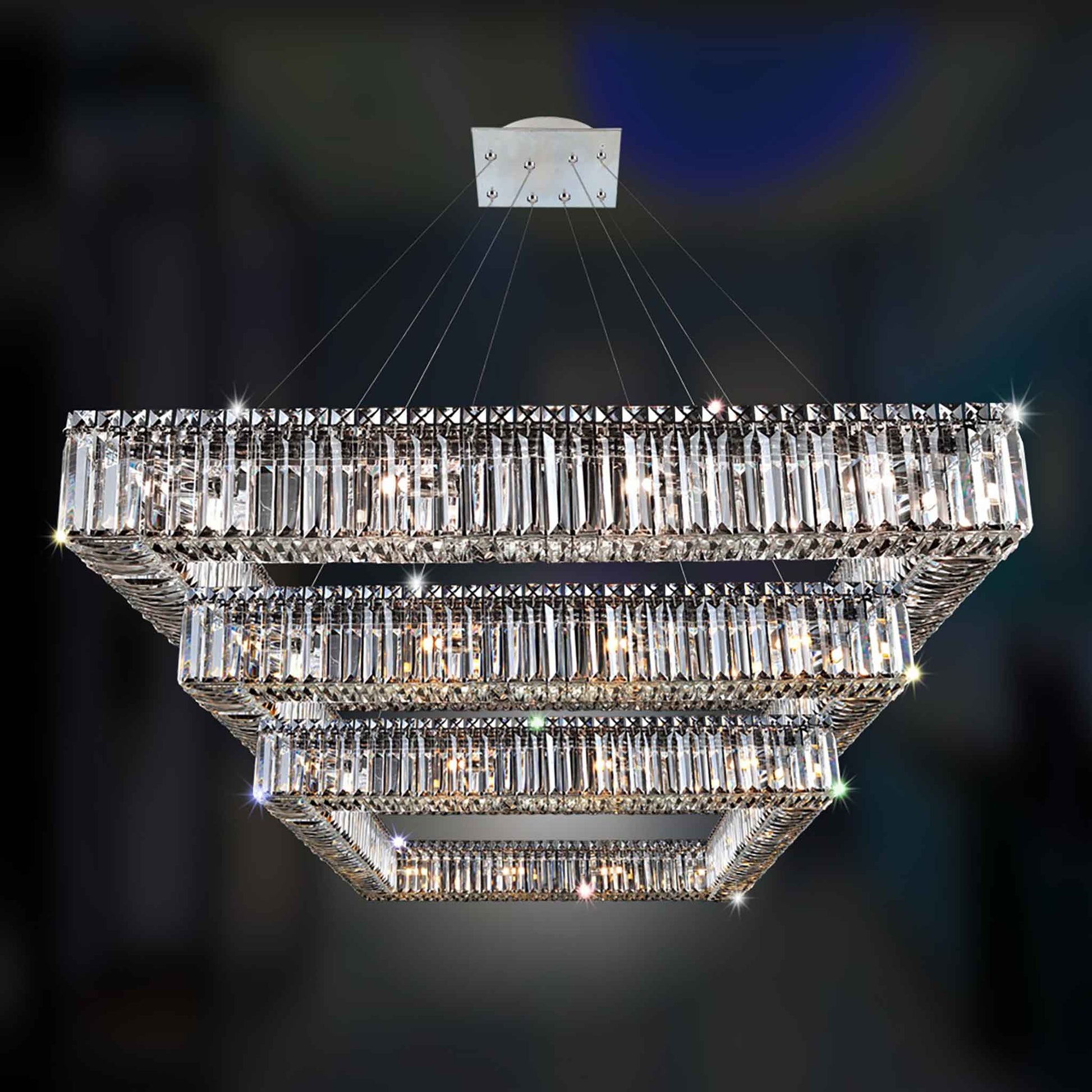 36 light 35 inch 3 tier chrome chandelier