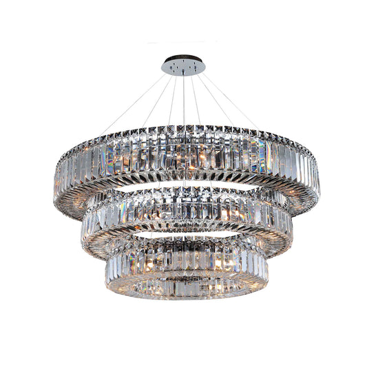 39 light 47 inch 3 tier chrome chandelier