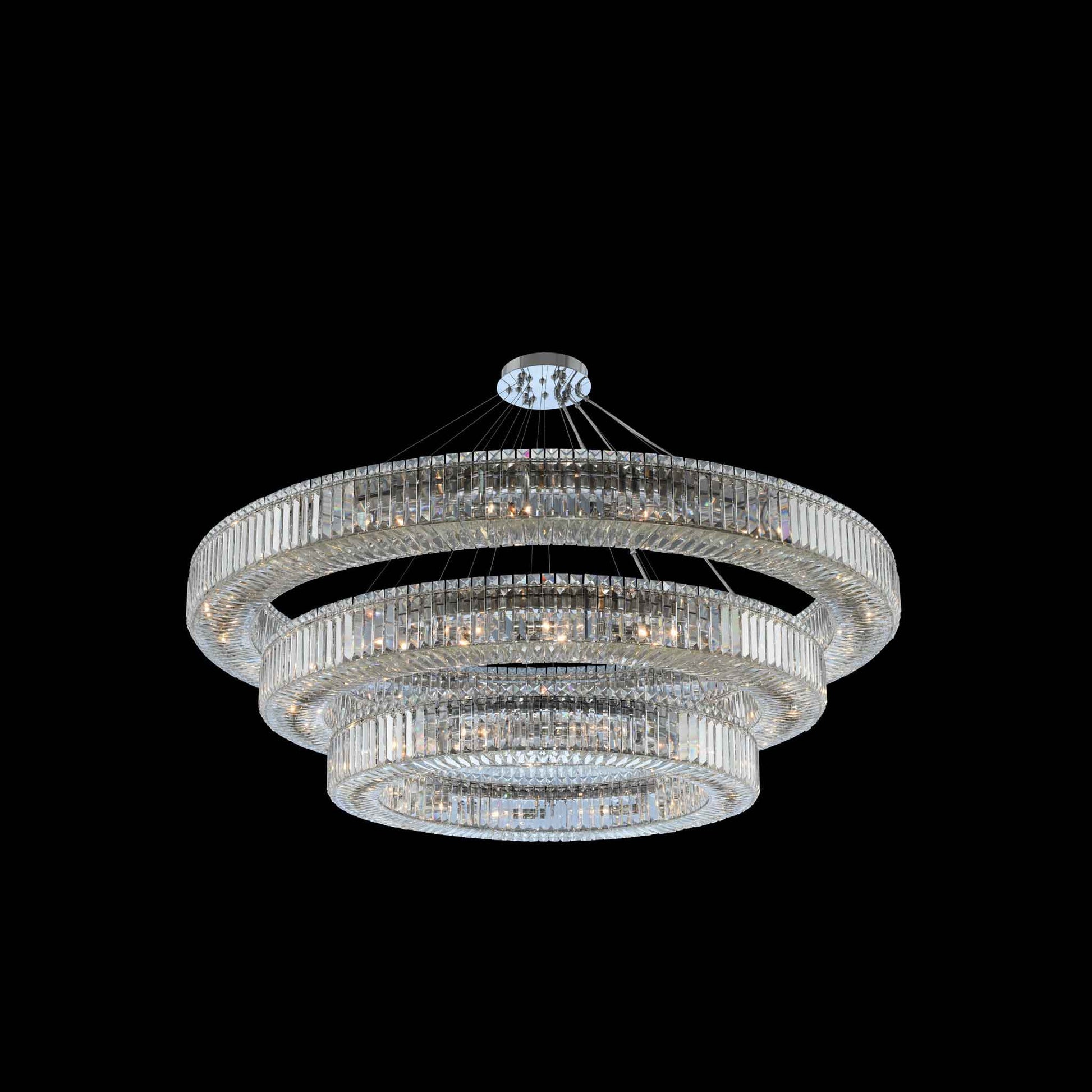 48 light 60 inch 3 tier chrome chandelier