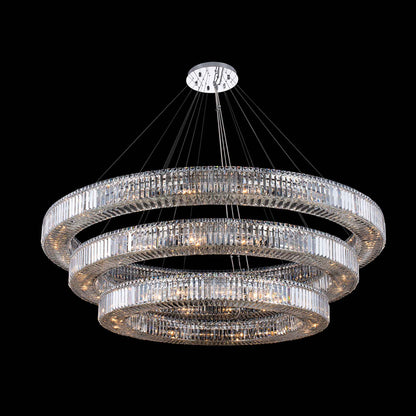 56 light 72 inch 3 tier chrome chandelier