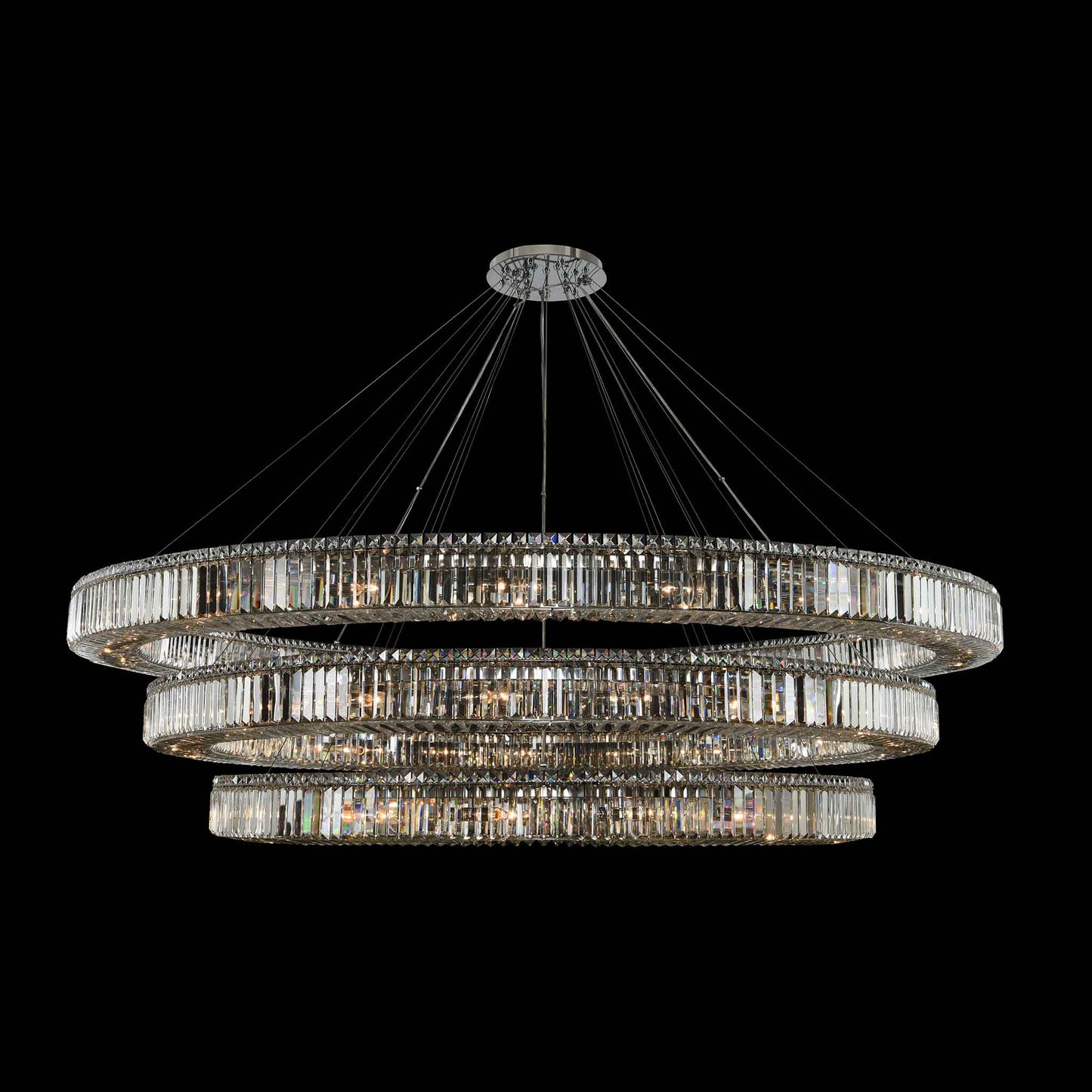 62 light 84 inch 3 tier chrome chandelier