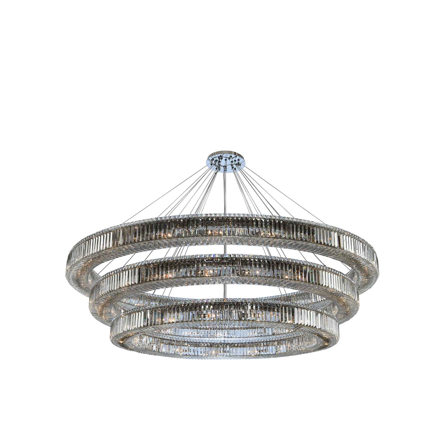 62 light 84 inch 3 tier chrome chandelier