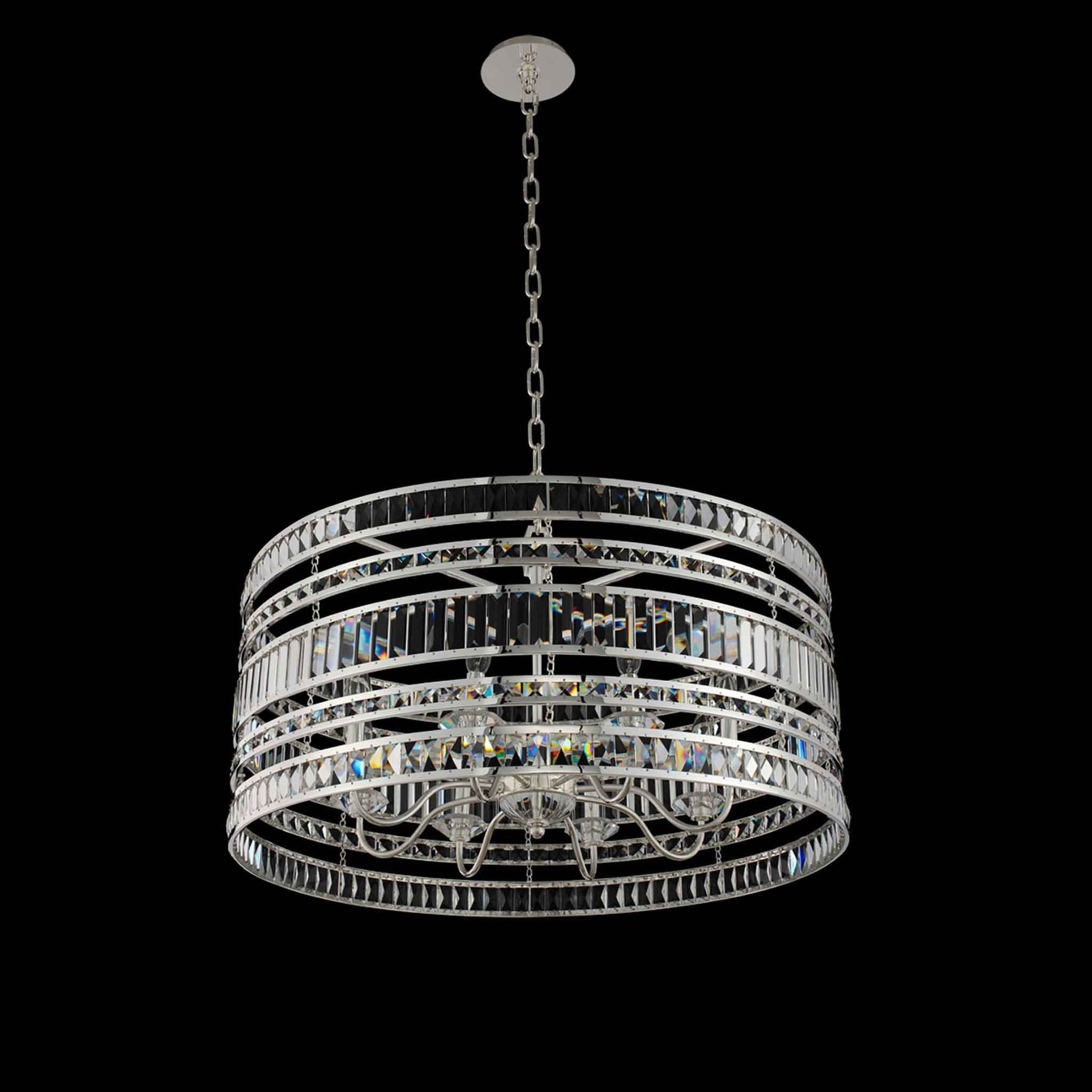 8 light 32 inch silver chandelier