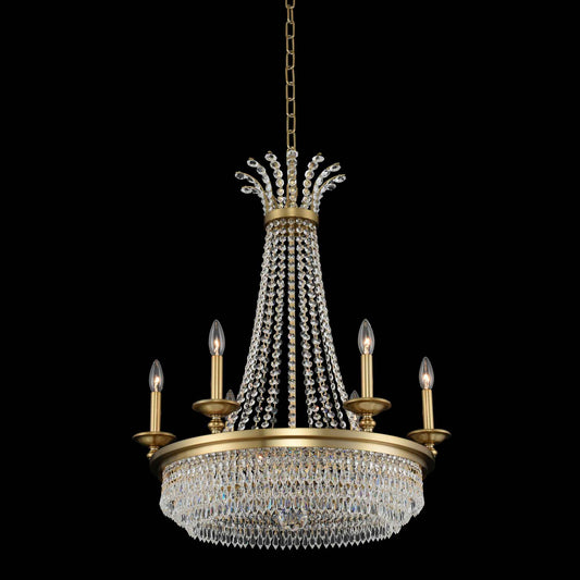 9 light 26 inch winter brass chandelier