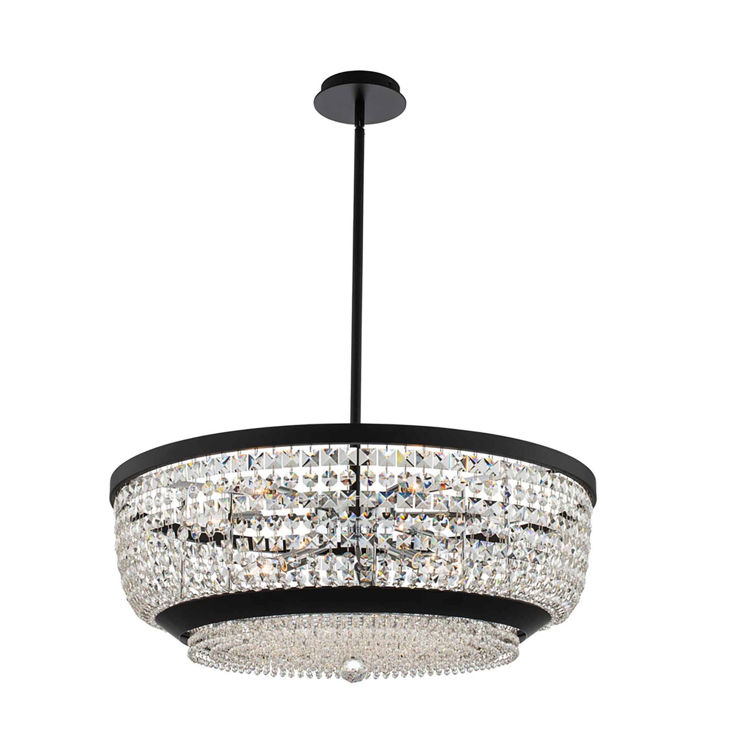 9 light 28 inch black chrome chandelier