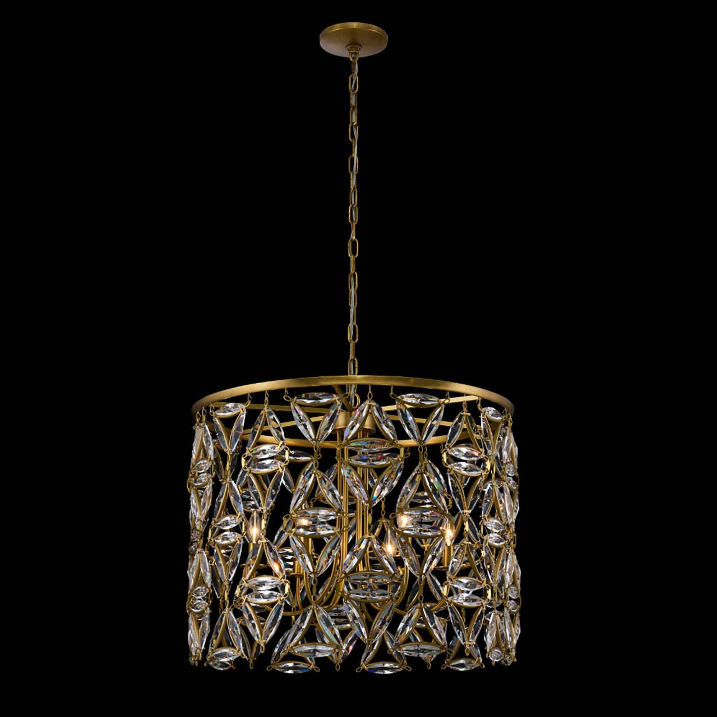 6 light 28 inch true brass chandelier