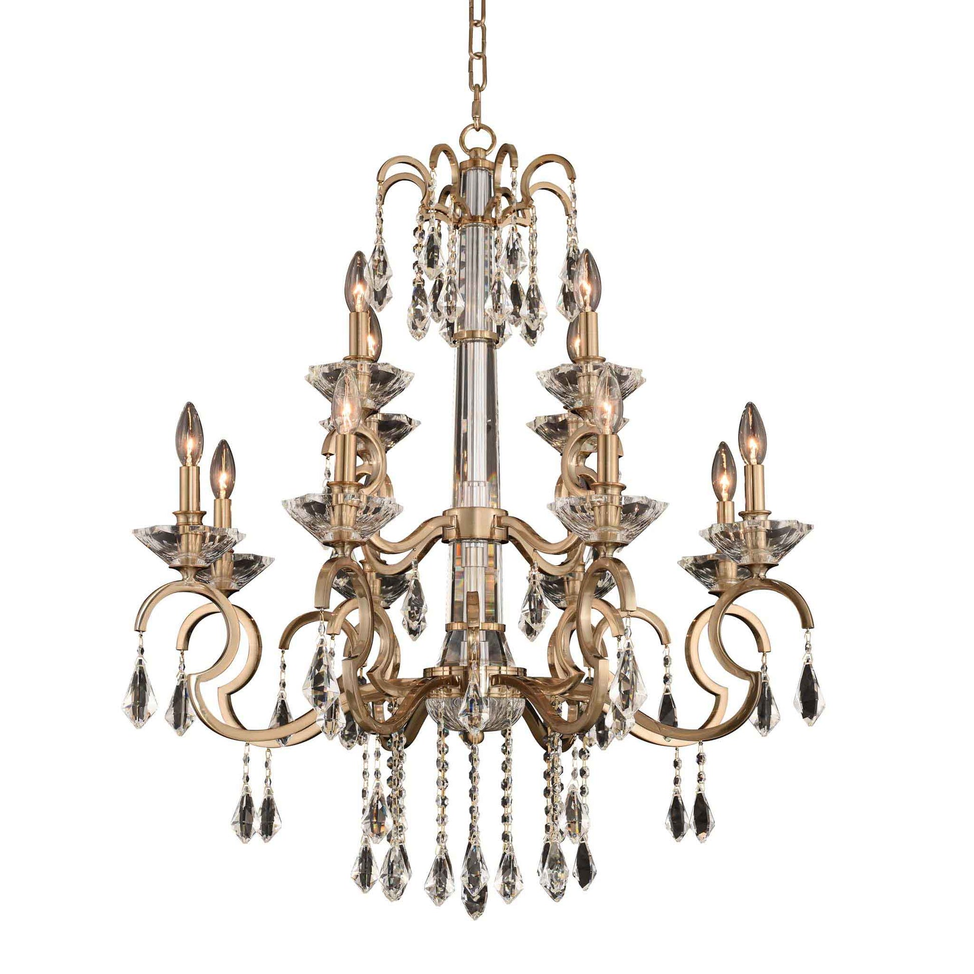 12 light 32 inch gold chandelier