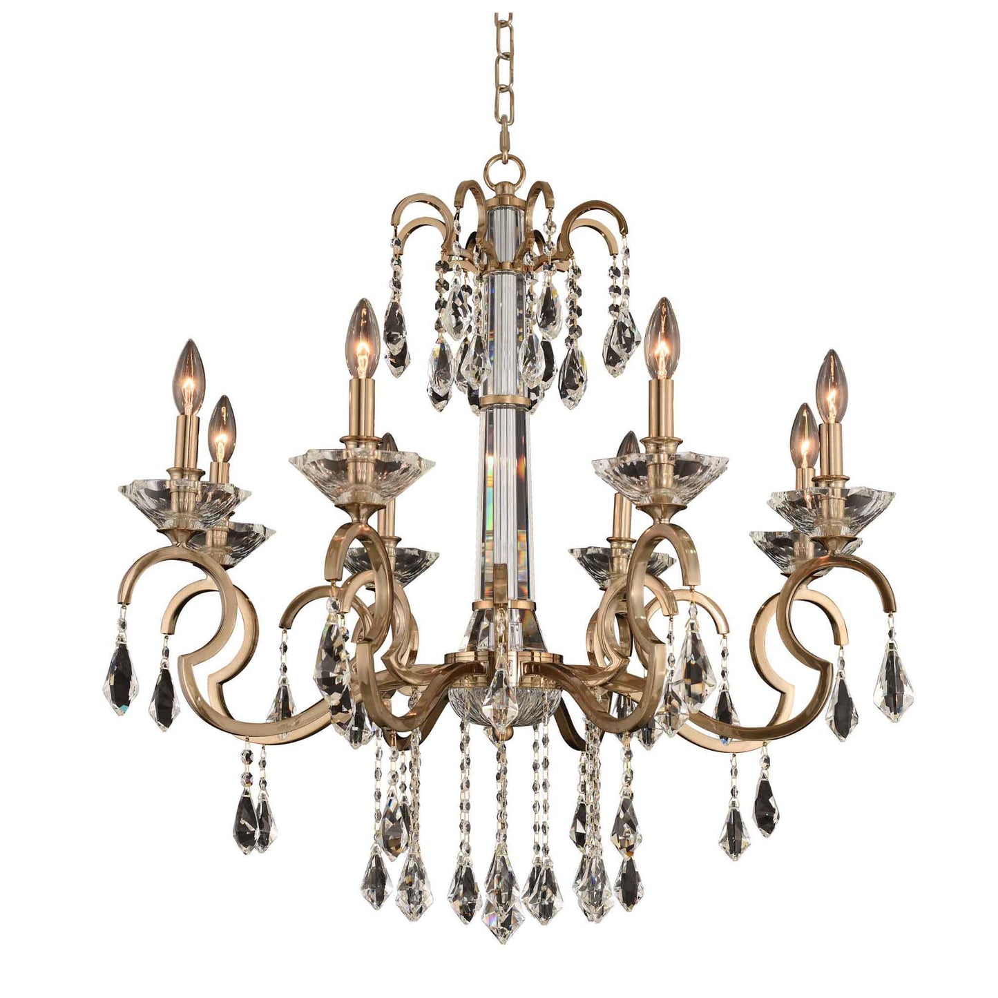 8 light 32 inch gold chandelier