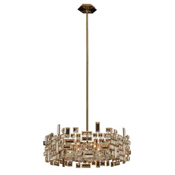 6 light 24 inch gold hexagonal chandelier