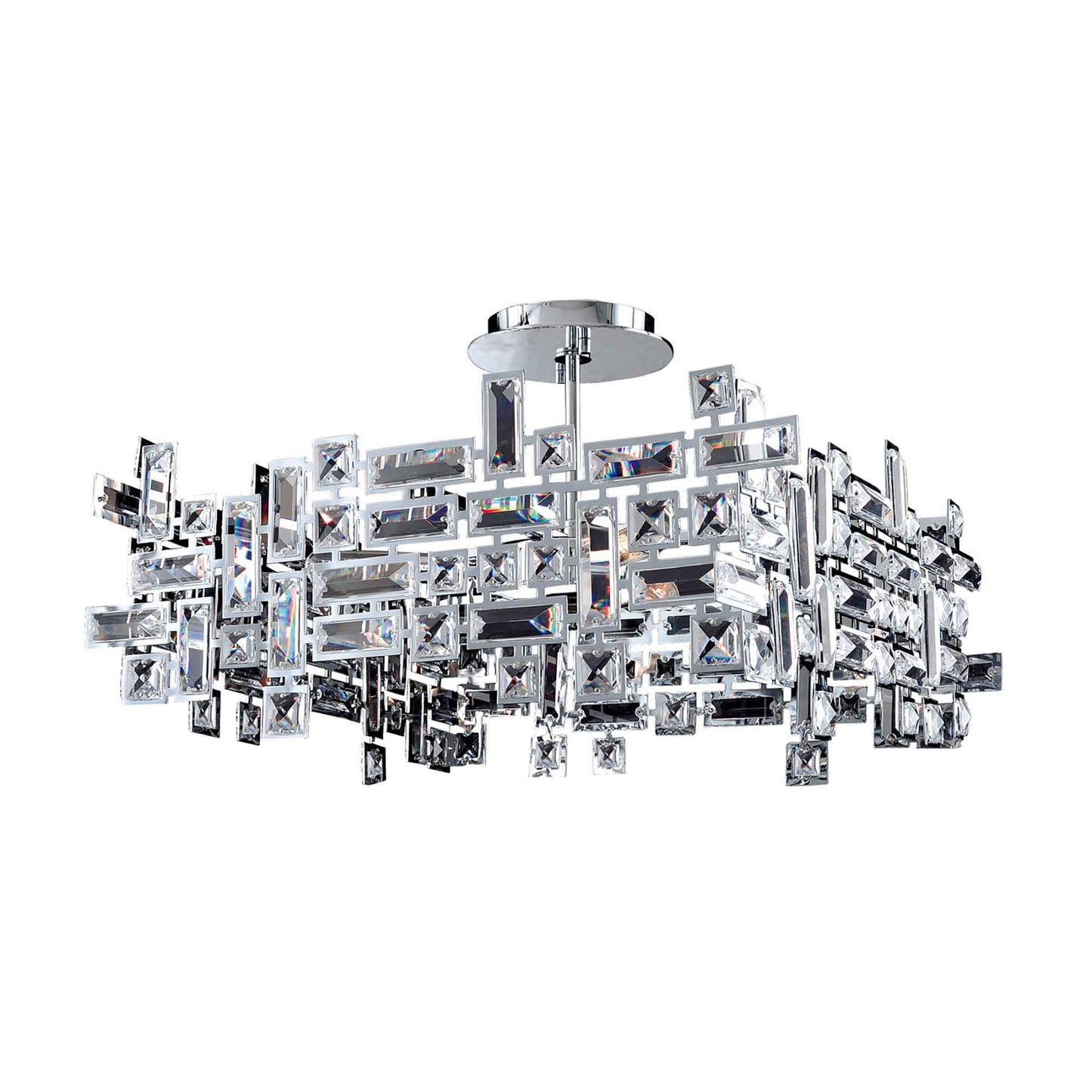 8 light 21 inch chrome square chandelier