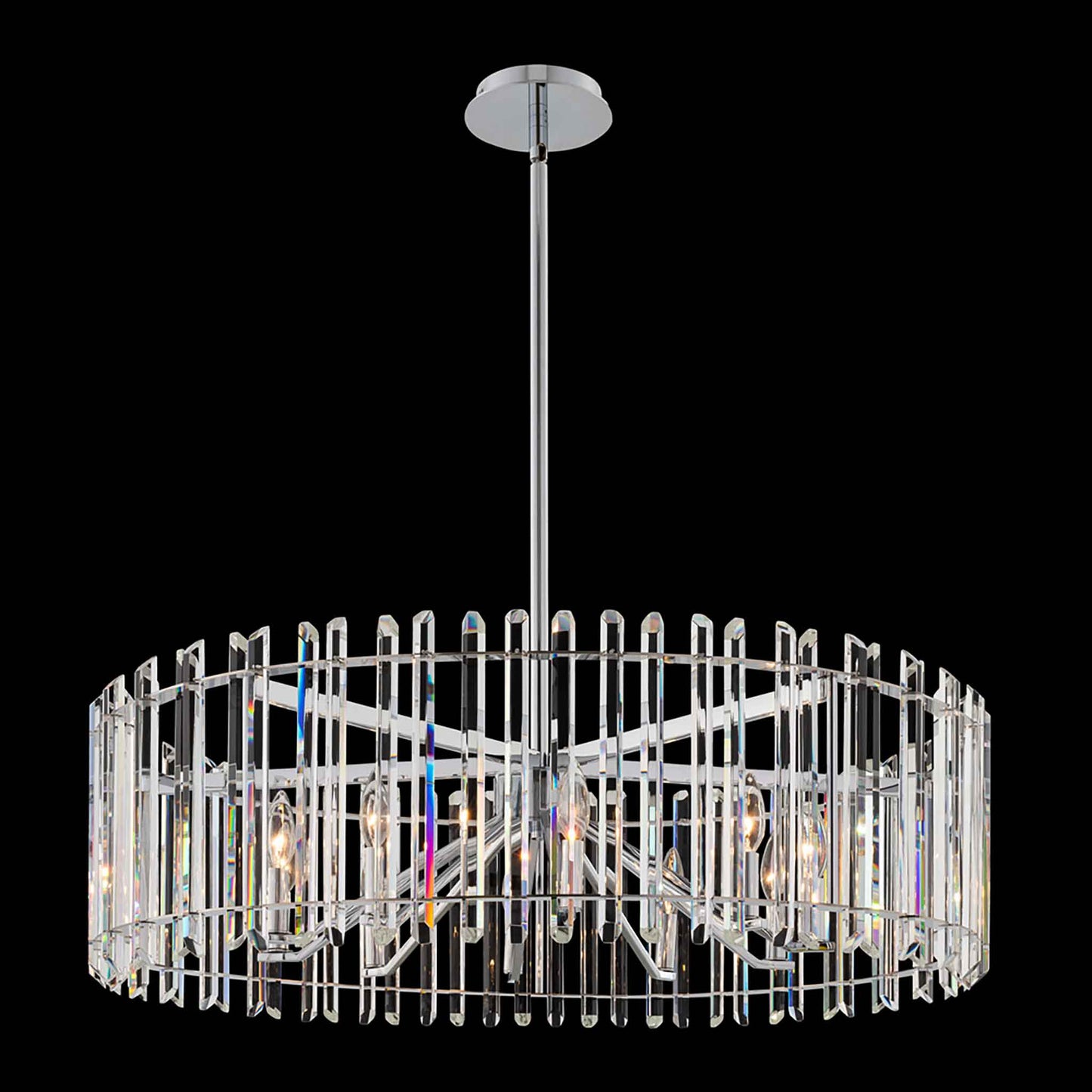 10 light 35 inch chrome chandelier