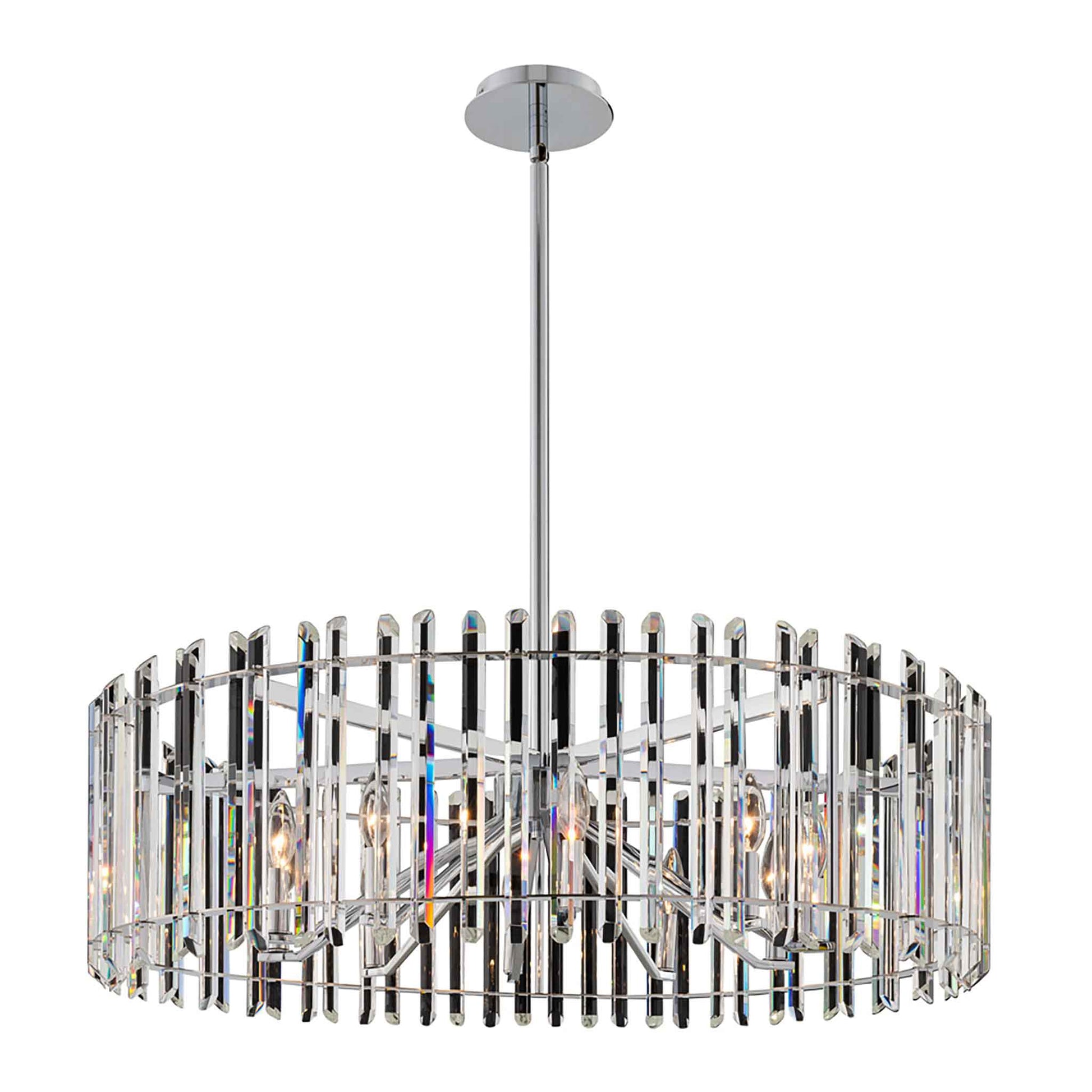 10 light 35 inch chrome chandelier