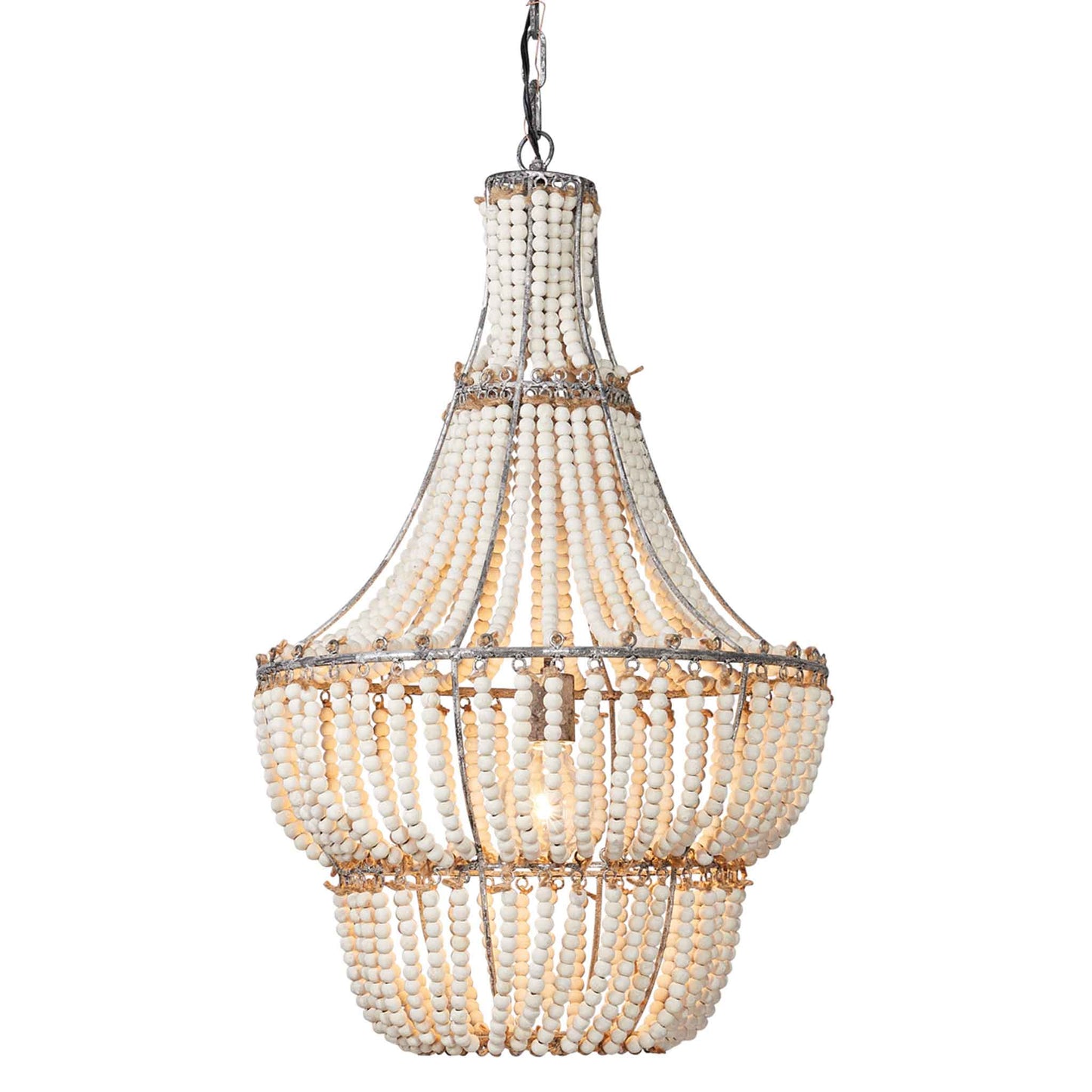 1 light 18 inch white washed chandelier