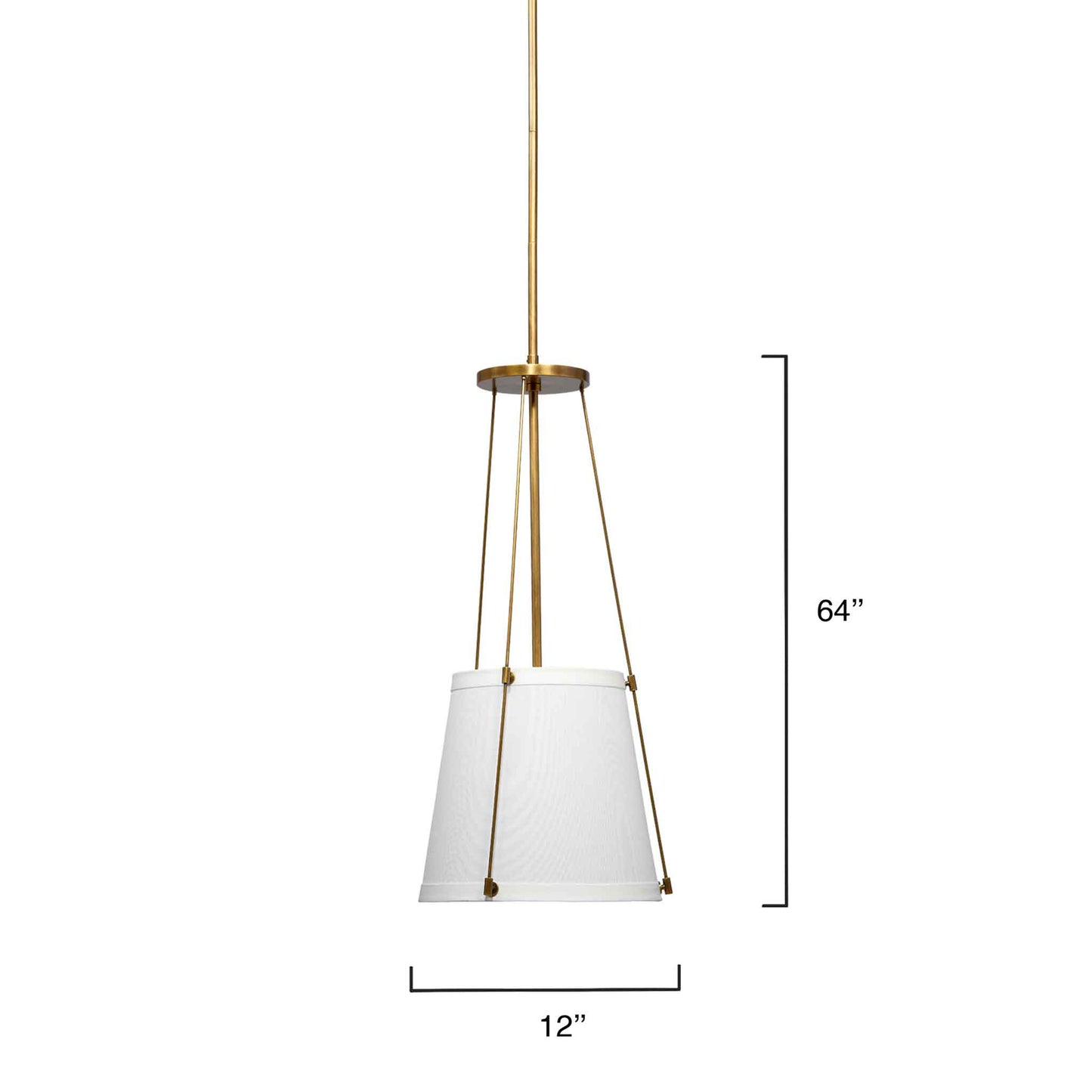 1 light 12 inch antique brass white linen pendant