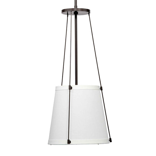 1 light 12 inch bronze white linen pendant