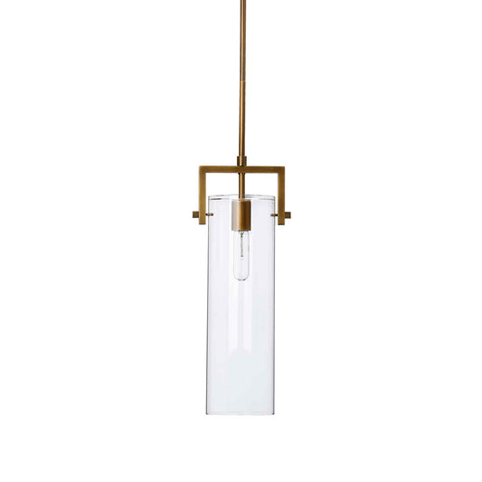 1 light 6 inch antique brass clear glass pendant