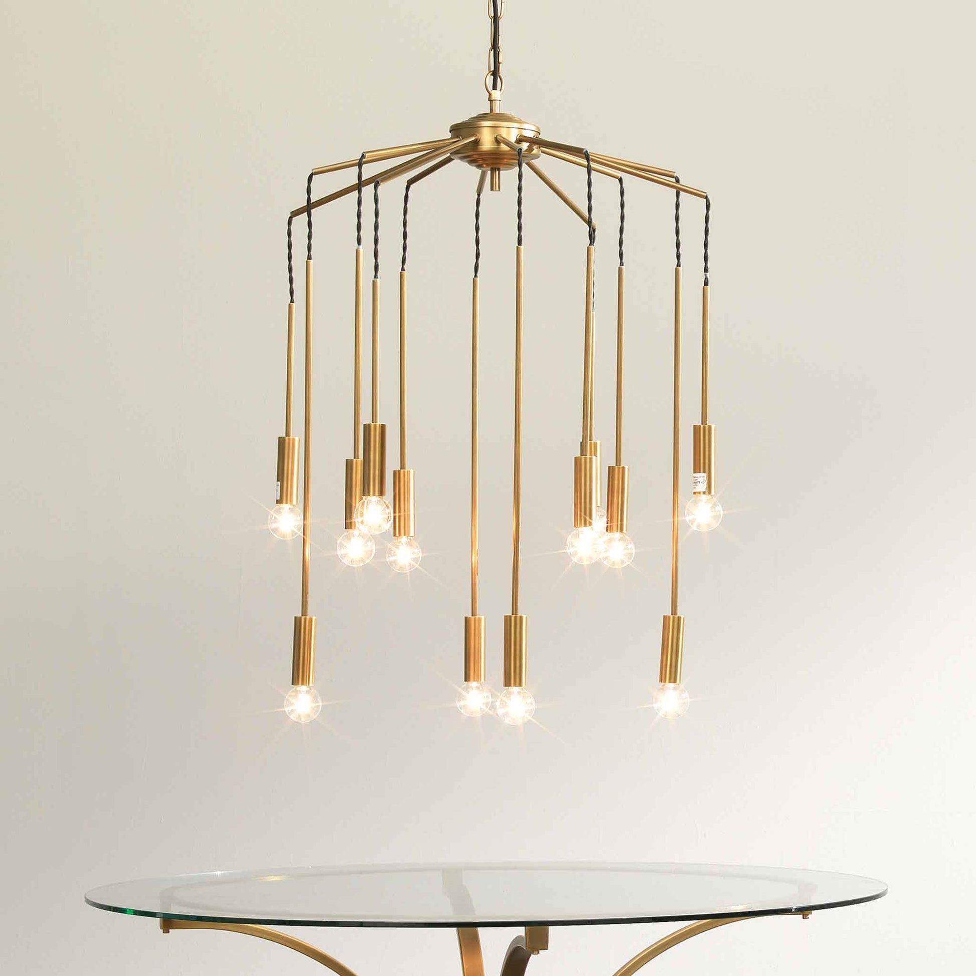 12 light 26 inch brass pendant