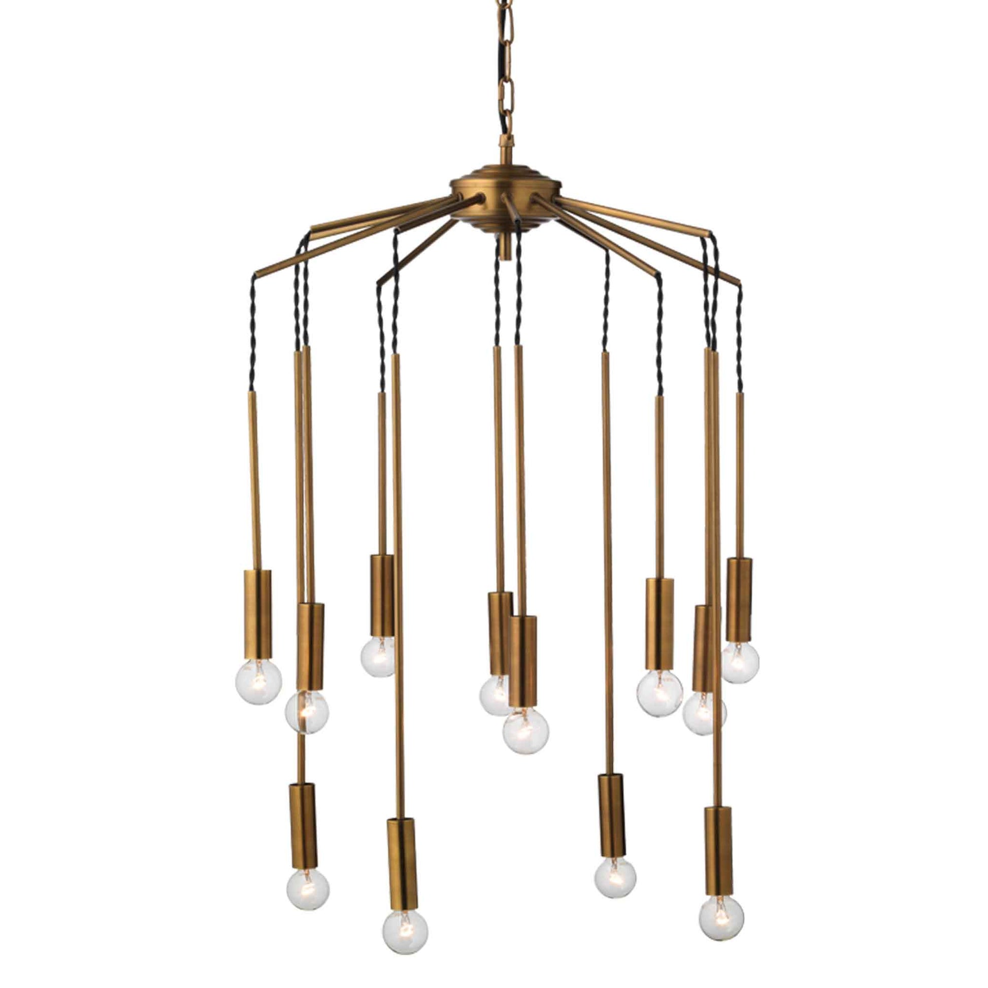 12 light 26 inch brass pendant