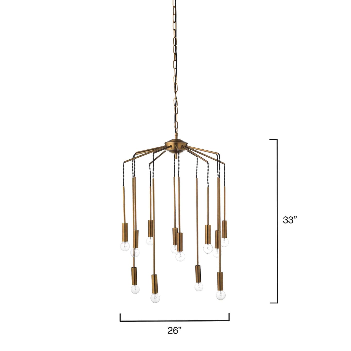 12 light 26 inch brass pendant