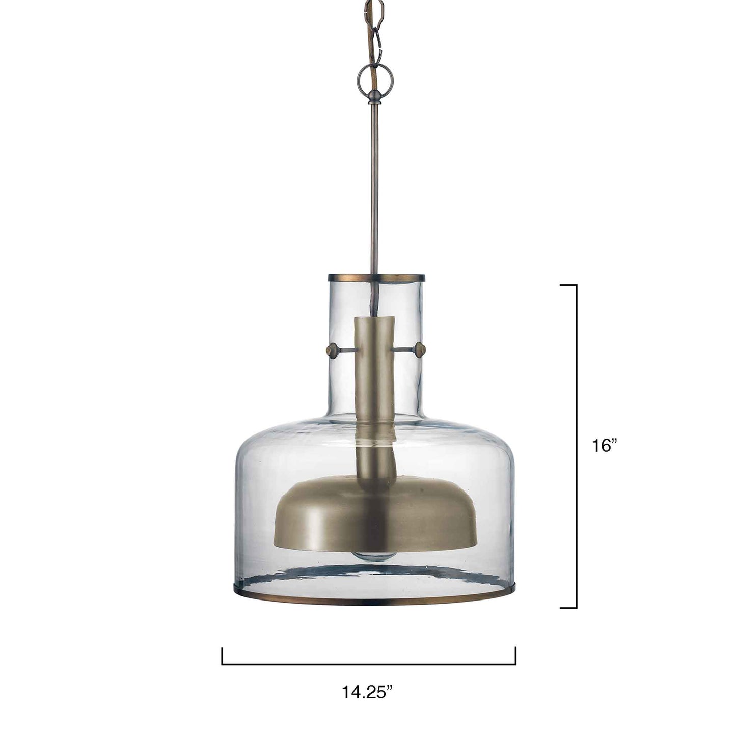 1 light 14 inch brass clear pendant