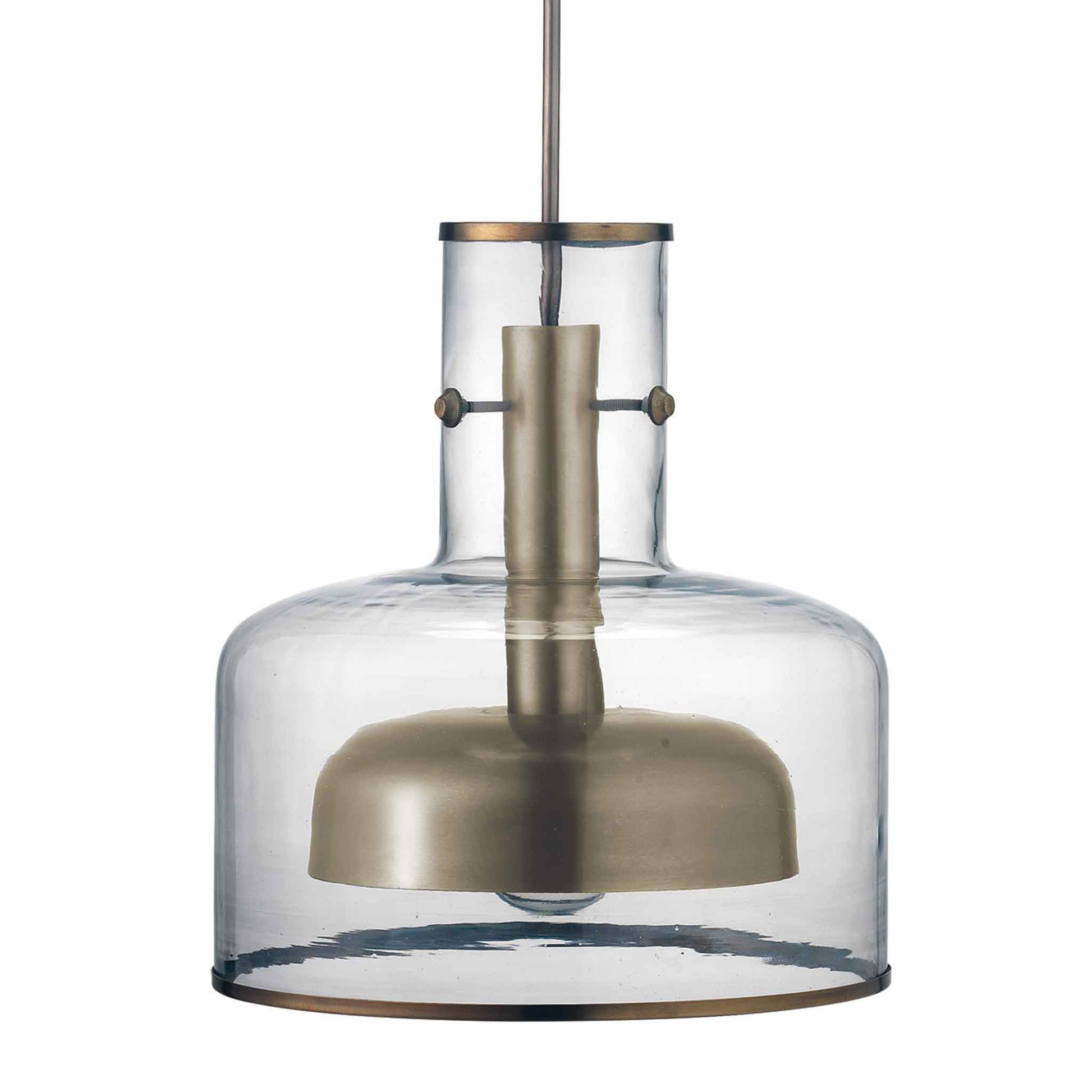 1 light 14 inch brass clear pendant