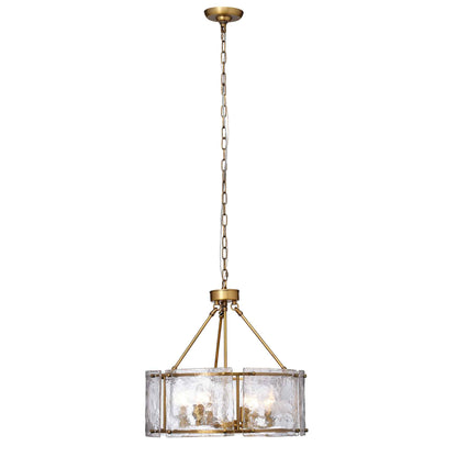 6 light 22 inch antique brass clear glass chandelier