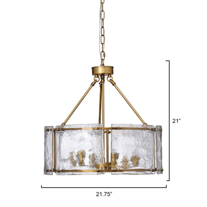 6 light 22 inch antique brass clear glass chandelier