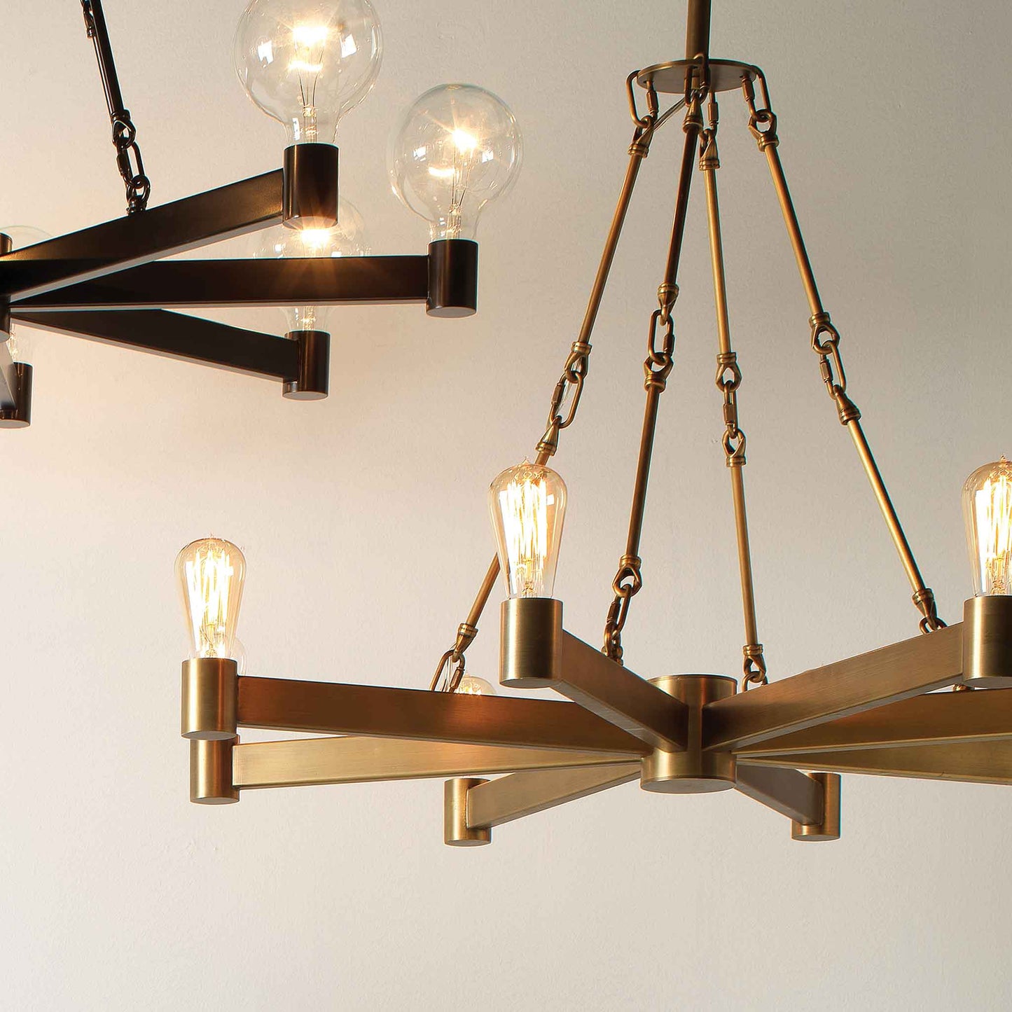 8 light 36 inch brass chandelier