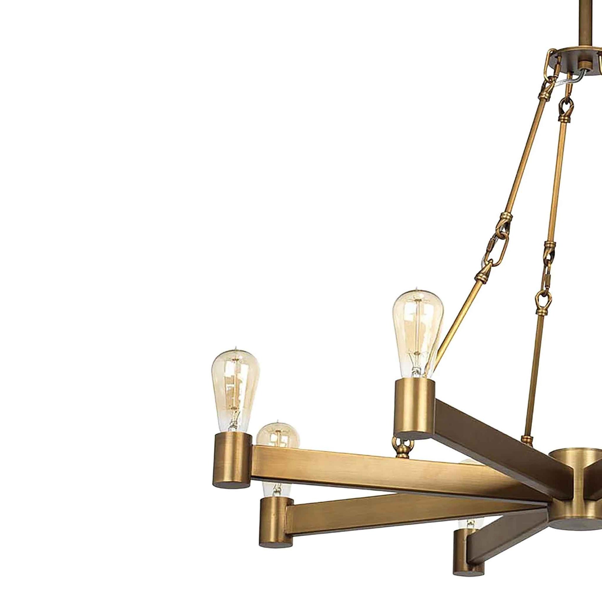 8 light 36 inch brass chandelier