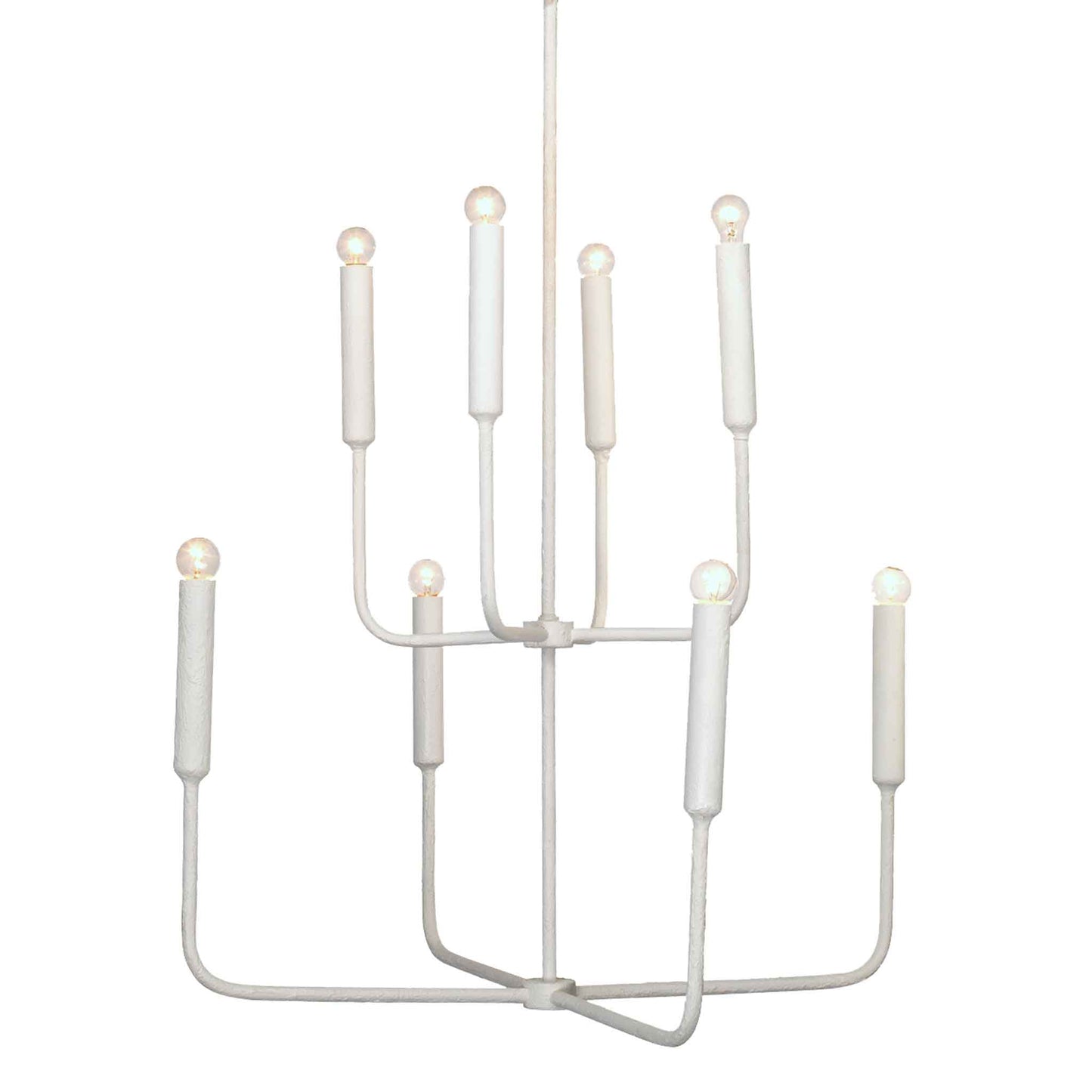 8 light 36 inch 2 tier white chandelier