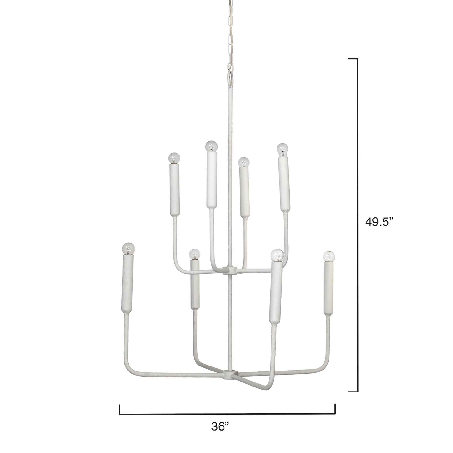 8 light 36 inch 2 tier white chandelier