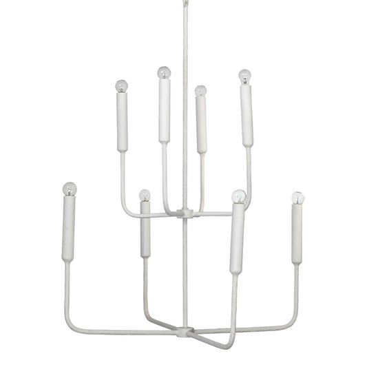 8 light 36 inch 2 tier white chandelier