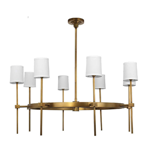 8 light 48 inch brass chandelier